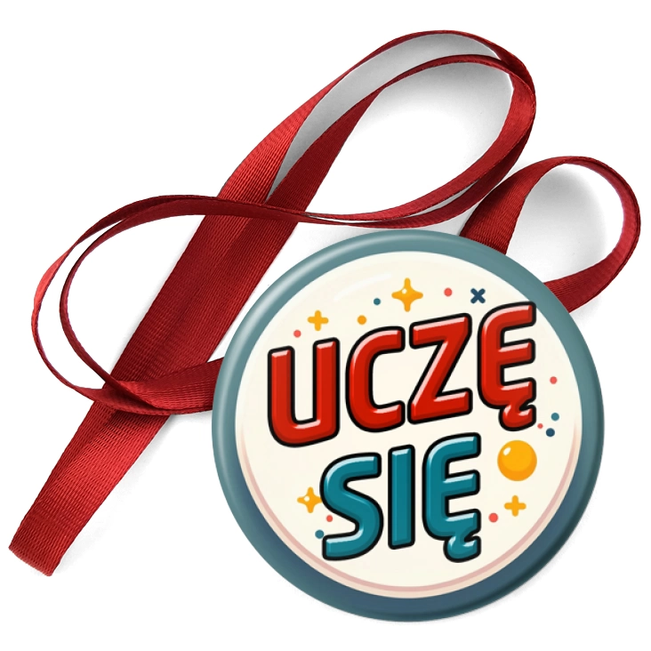 przypinka medal Uczę się kolorowe litery