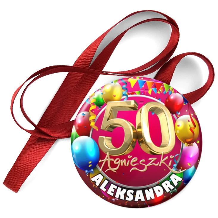 przypinka medal Urodziny 50 imienne identyfikator