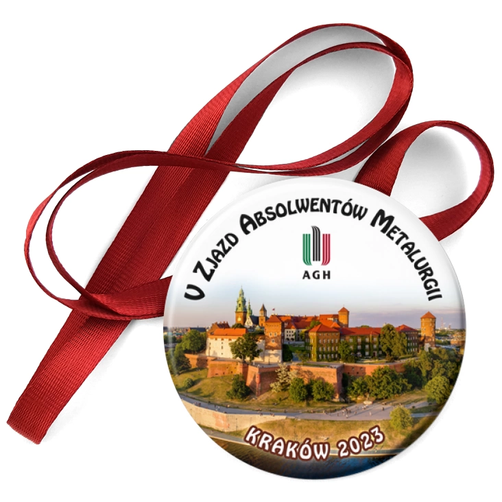 przypinka medal V Zjazd Absolwentów Metalurgii Kraków 2023