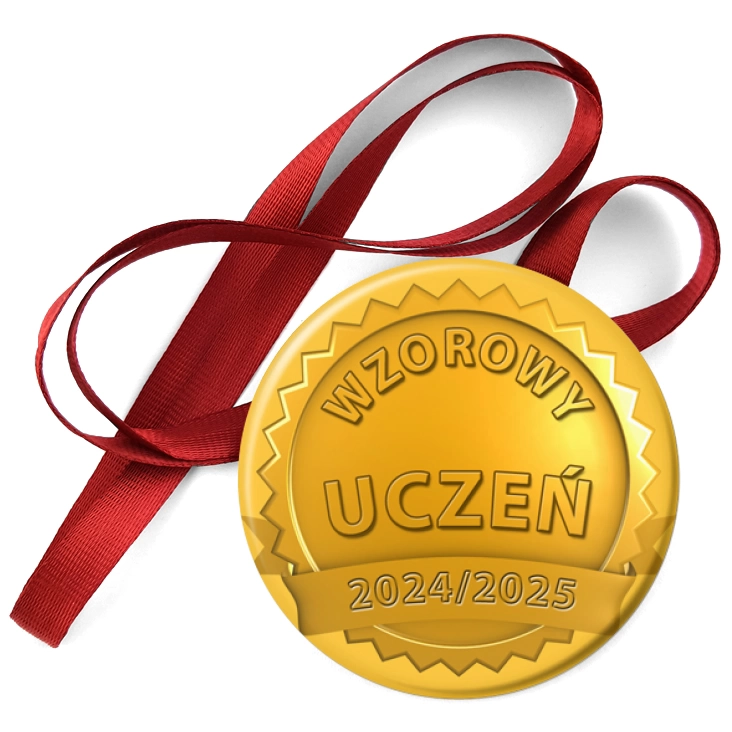 przypinka medal Wzorowy uczeń złoty medal