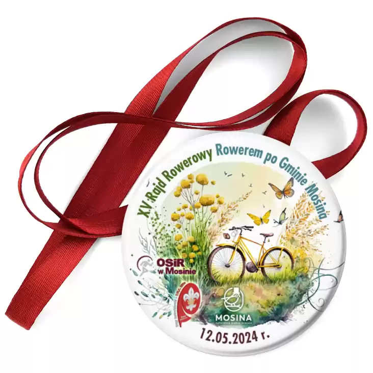 przypinka medal XV Rajd Rowerowy Rowerem po Gminie Mosina 2024