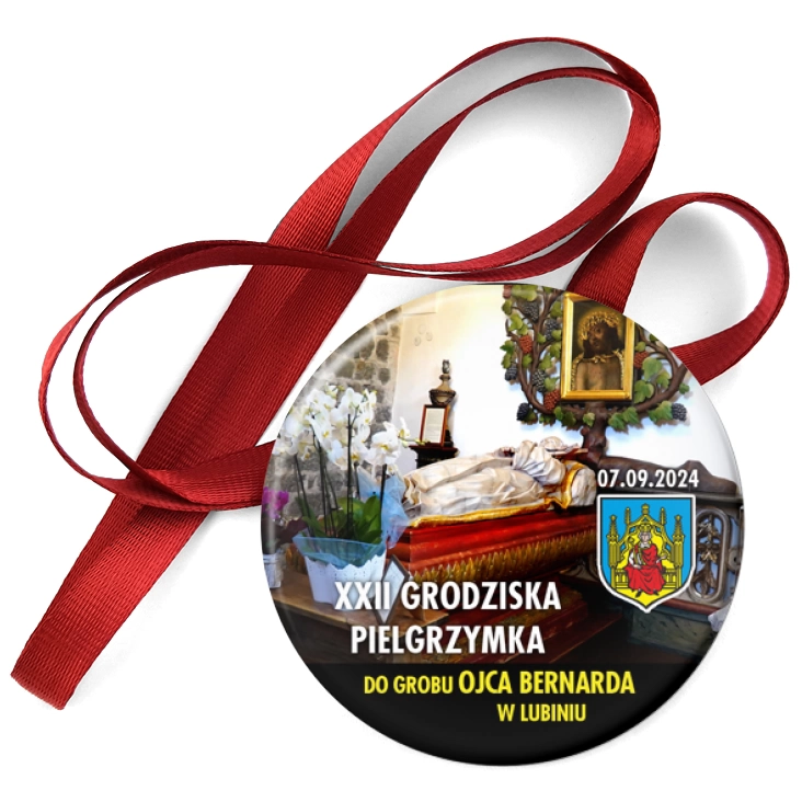 przypinka medal XXII Grodziska Pielgrzymka do grobu ojca Bernarda w Lubiniu