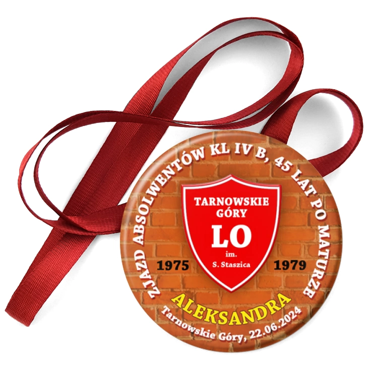 przypinka medal Zjazd absolwentów 45 lat po maturze LO Tarnowskie Góry
