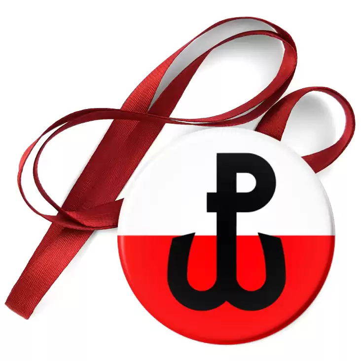 przypinka medal Znak Polska Walcząca na biało-czerwonym tle