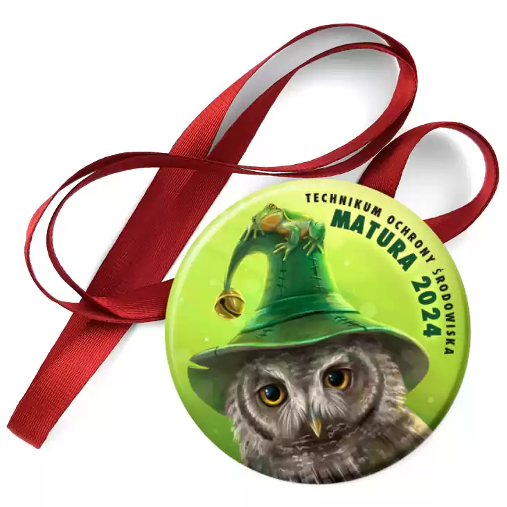 przypinka medal Matura sowa w zielonym kapeluszu