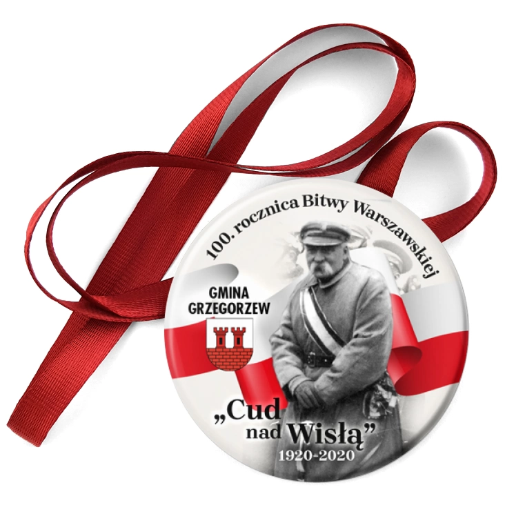 przypinka medal 100. rocznica Bitwy Warszawskiej w Gminie Grzegorzew