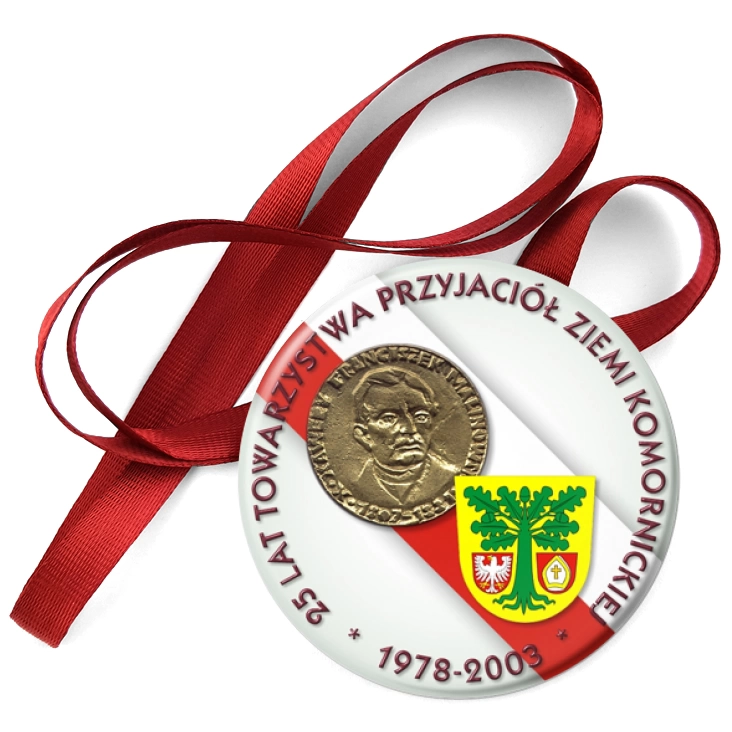 przypinka medal 25 lat Towarzystwa Przyjaciół Ziemi Komornickiej