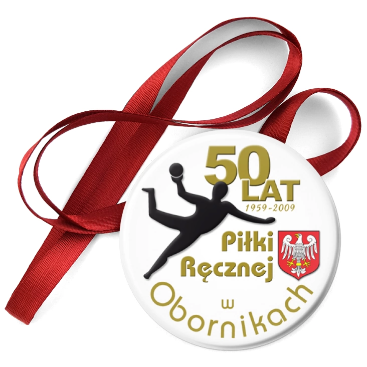 przypinka medal 50 lat Piłki Ręcznej w Obornikach