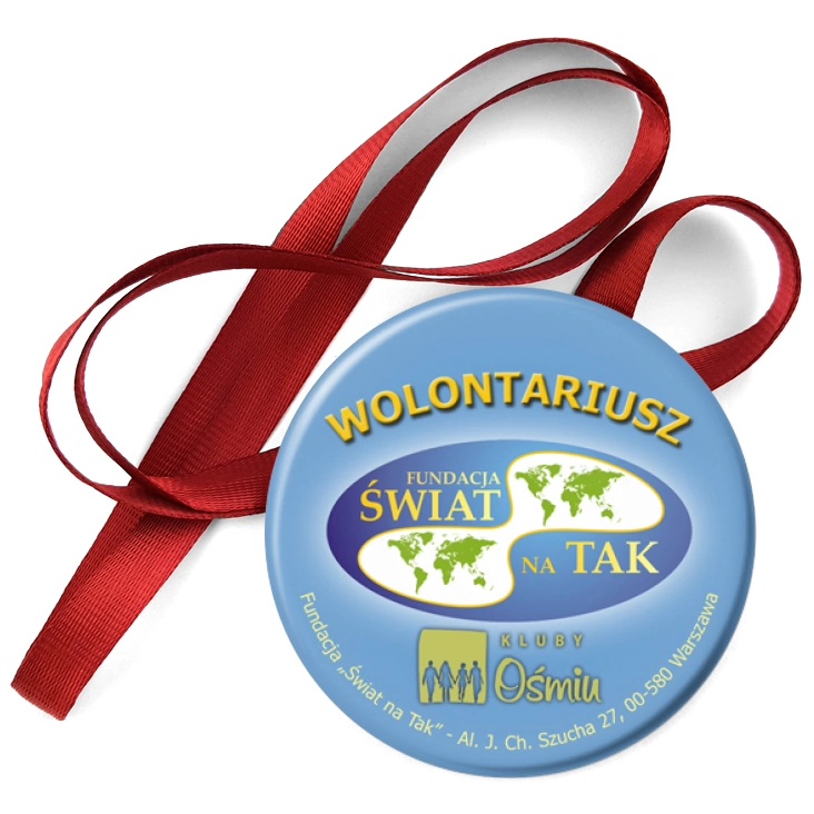 przypinka medal Fundacja Świat na Tak - wolontariusz