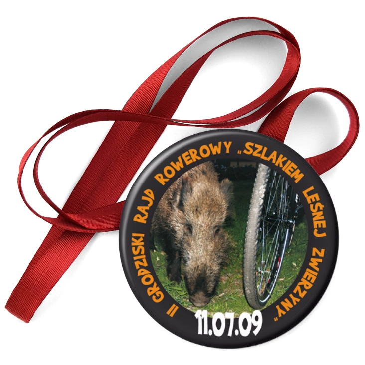 przypinka medal II Grodziski Rajd Rowerowy Szlakiem Dzikiej Zwierzyny