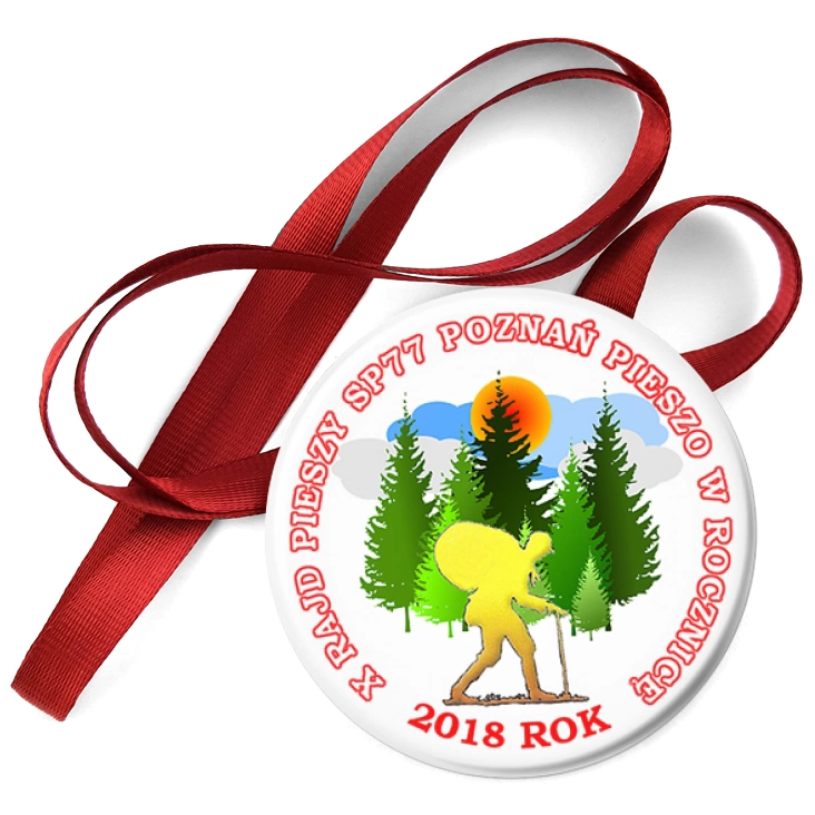 przypinka medal X Rajd Pieszy SP 77 Poznań - 2018