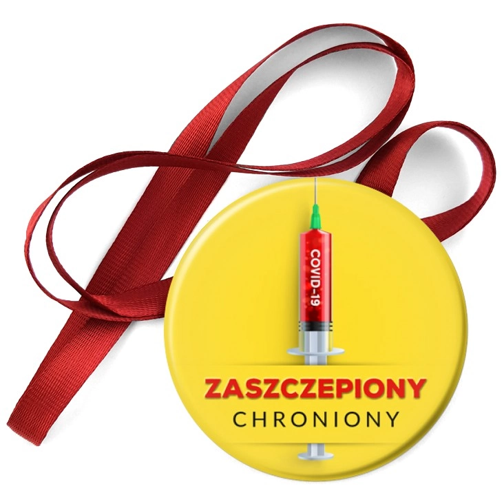 przypinka medal Zaszczepiony chroniony