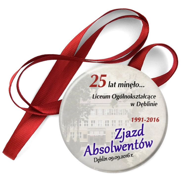 przypinka medal Zjazd Absolwentów LO Dęblin 2016