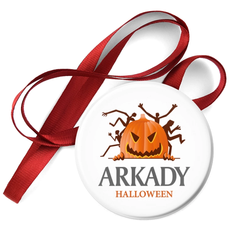 przypinka medal Halloween white