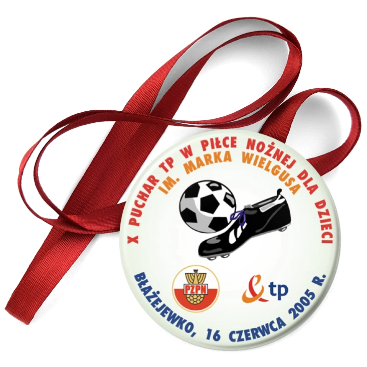 przypinka medal X Puchar TP w Piłce Nożnej dla Dzieci
