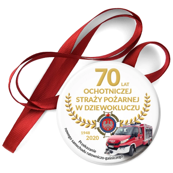przypinka medal 70 OSP w Dziewokluczu