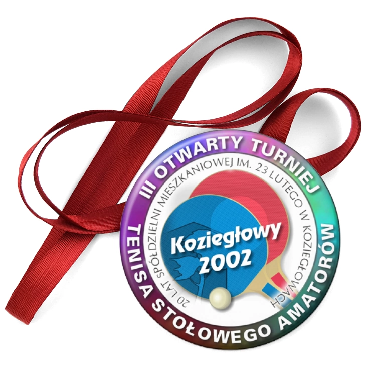 przypinka medal III Otwart Turniej Tenisa Stołowego Amatorów Koziegłowy 2002