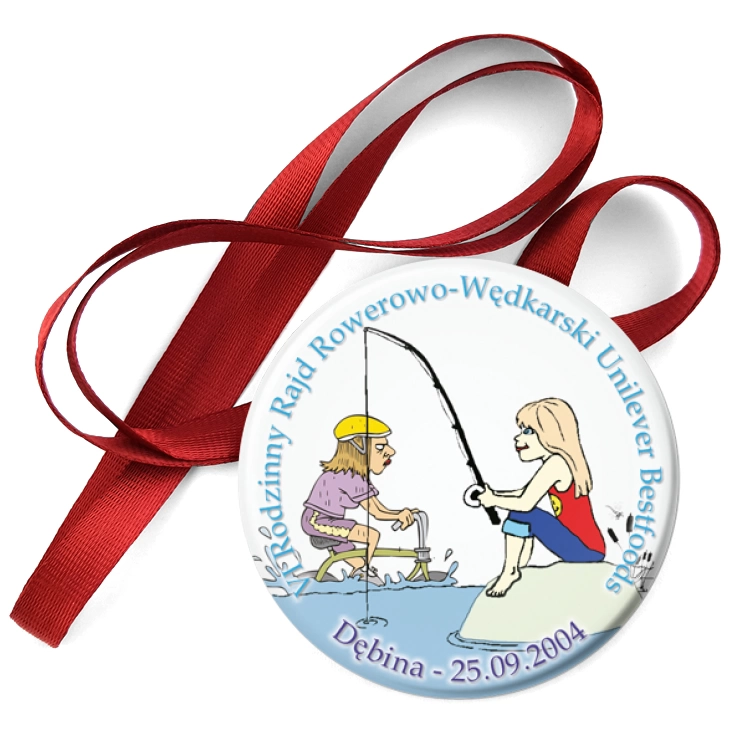 przypinka medal VI Rodzinny Rajd Rowerowo-Wędkarski