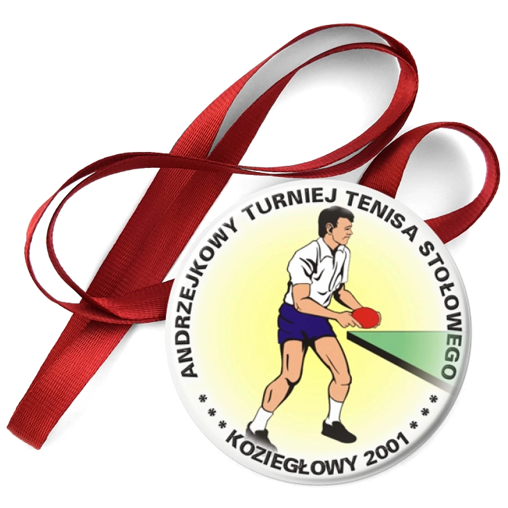 przypinka medal Andrzejkowy Turniej Tenisa Stołowego - Koziegłowy 2001