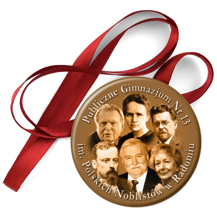 przypinka medal Gimnazjum im. Noblistów w Radomiu