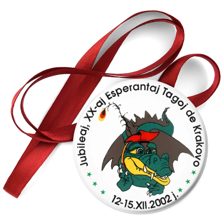 przypinka medal Jubileaj, XX-aj Esperantaj Tagoj de Krakovo