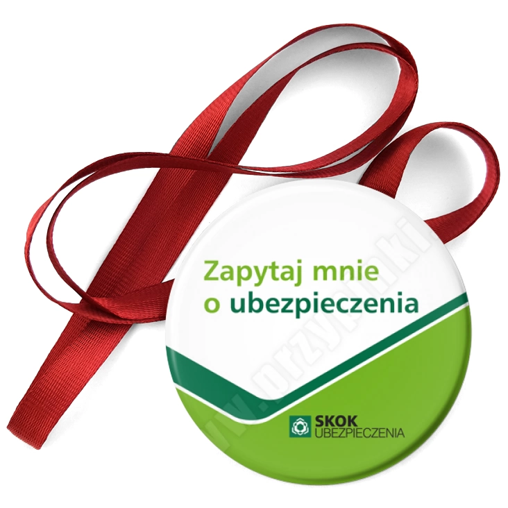 przypinka medal Zapytaj mnie o ubezpieczenia