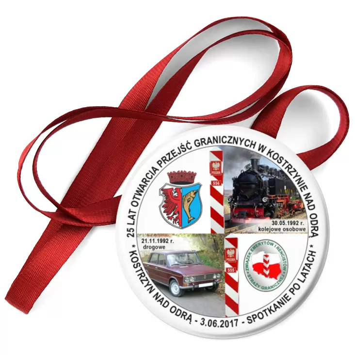 przypinka medal 25 lat otwarcia przejść granicznych w Kostrzynie nad Odrą