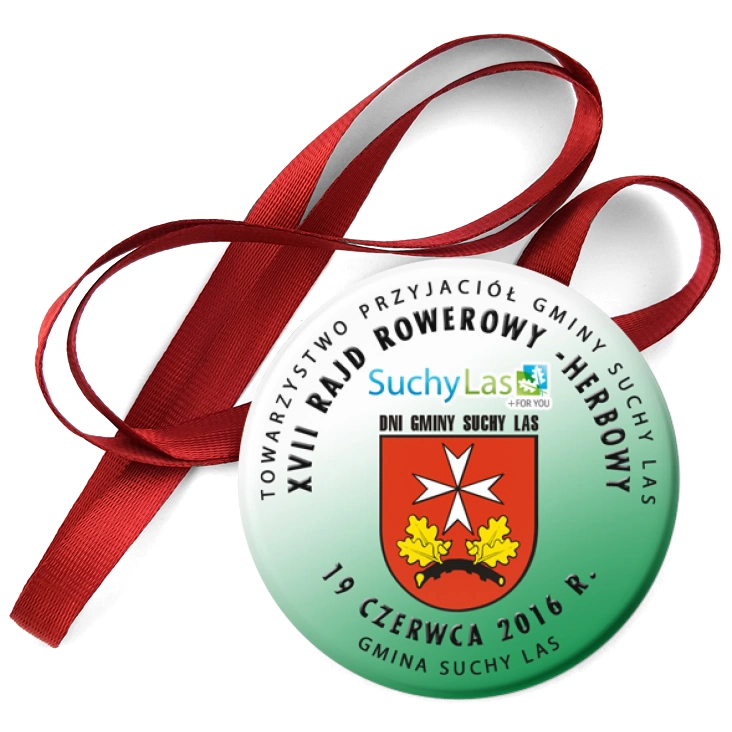 przypinka medal XVII Rajd Rowerowy Herbowy - Suchy Las 2016