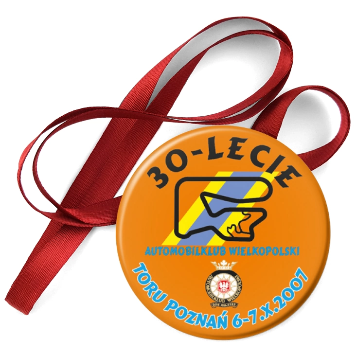 przypinka medal 30-lecie Toru Poznań. Automobilklub Wielkopolski