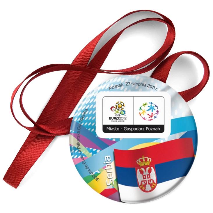 przypinka medal 300 dni do Euro - II Piłkarska Gra Miejska - Serbia