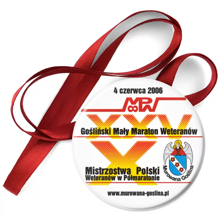 przypinka medal X Mistrzostwa Polski w Półmaratonie Weteranów 