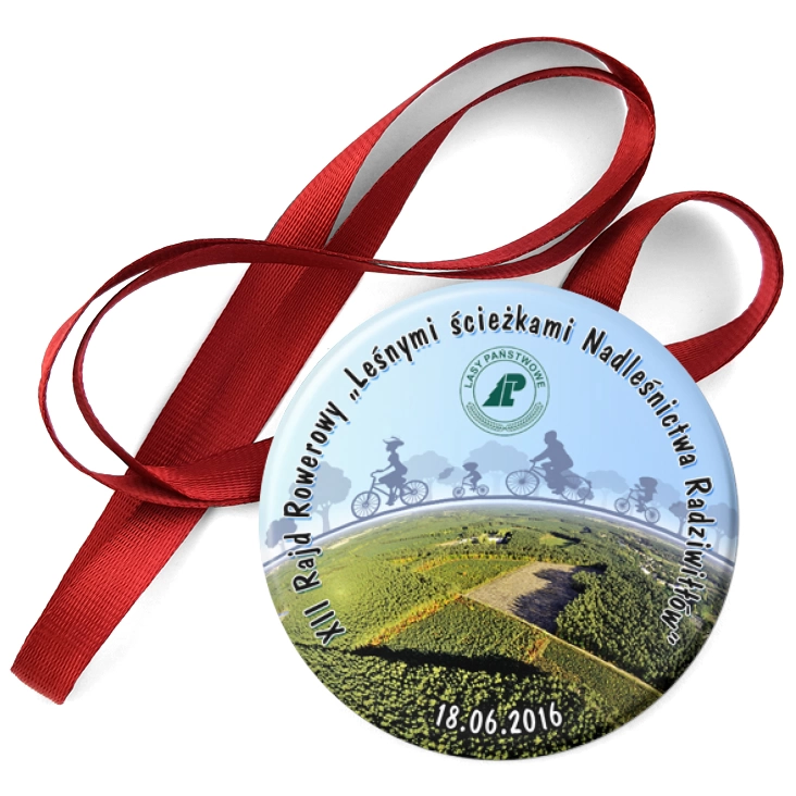przypinka medal XII Rajd Rowerowy Leśnymi ścieżkami Nadleśnictwa Radziwiłłów