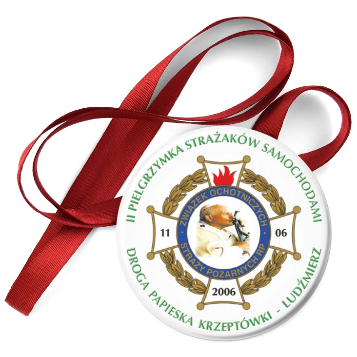 przypinka medal II Pielgrzymka Strażaków Samochodami