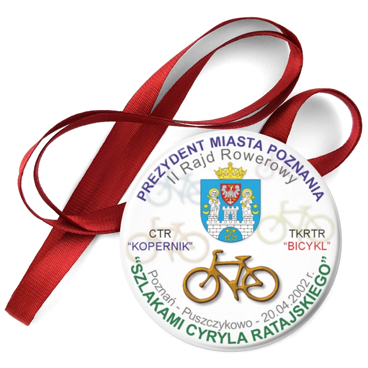 przypinka medal II Rajd Rowerowy Szlakami Cyryla Ratajskiego