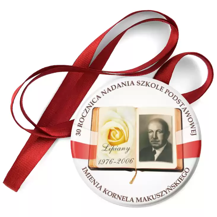 przypinka medal 30-lecie Nadania Szkole Imienia Kornela Makuszyńskiego