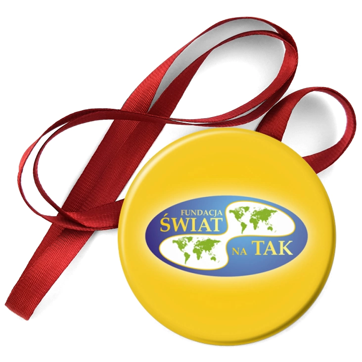 przypinka medal Fundacja Świat na Tak - żółty
