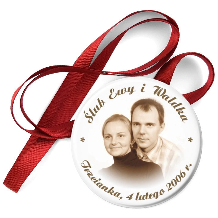 przypinka medal Ślub Ewy i Waldka