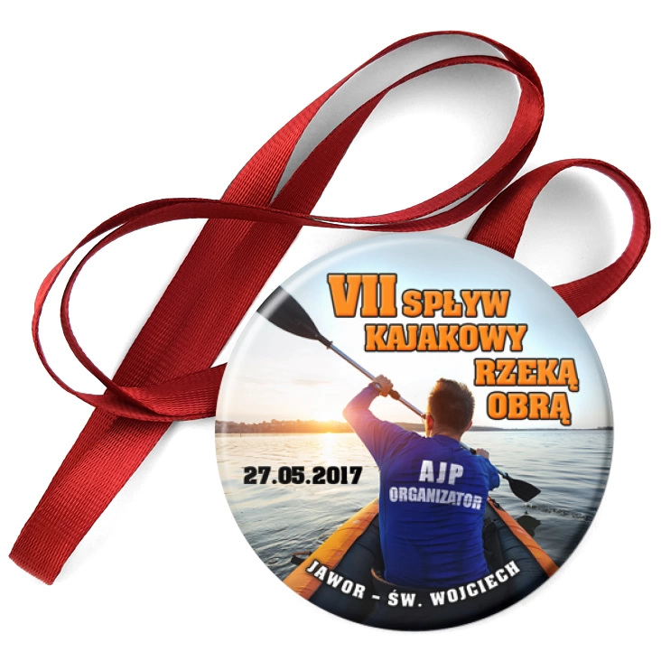 przypinka medal VII Spływ kajakowy rzeką Obrą