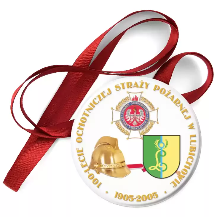przypinka medal 100-lecie Ochotniczej Straży Pożarniej w Lubichowie