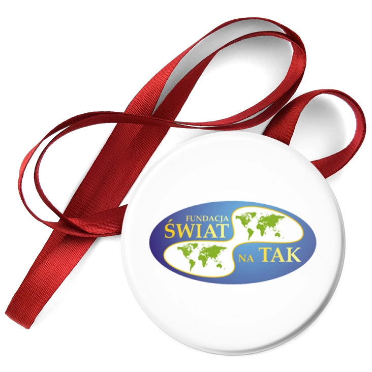 przypinka medal Fundacja Świat na Tak - biały