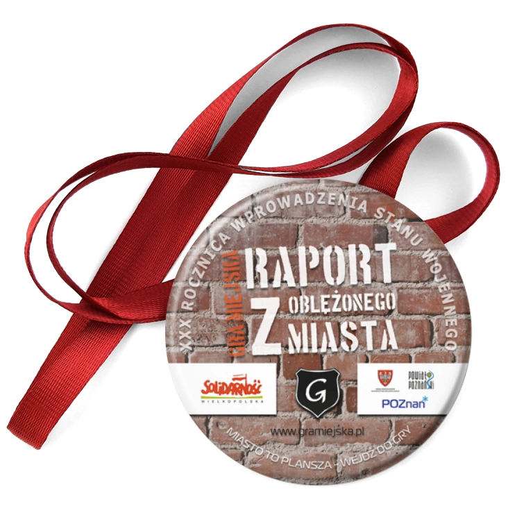 przypinka medal Gra Miejska - Raport z oblężonego miasta