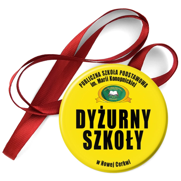 przypinka medal SP w Nowej Cerkwi - dyżurny szkoły