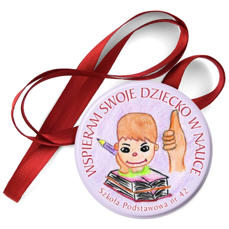 przypinka medal Wspieram swoje dziecko w nauce - chłopiec