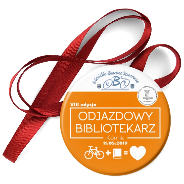 przypinka medal Odjazdowy Bibliotekarz Kórnik 2019