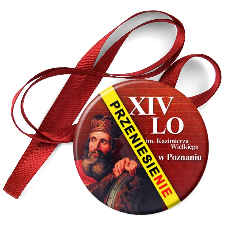 przypinka medal XIV LO w Poznaniu - przeniesienie