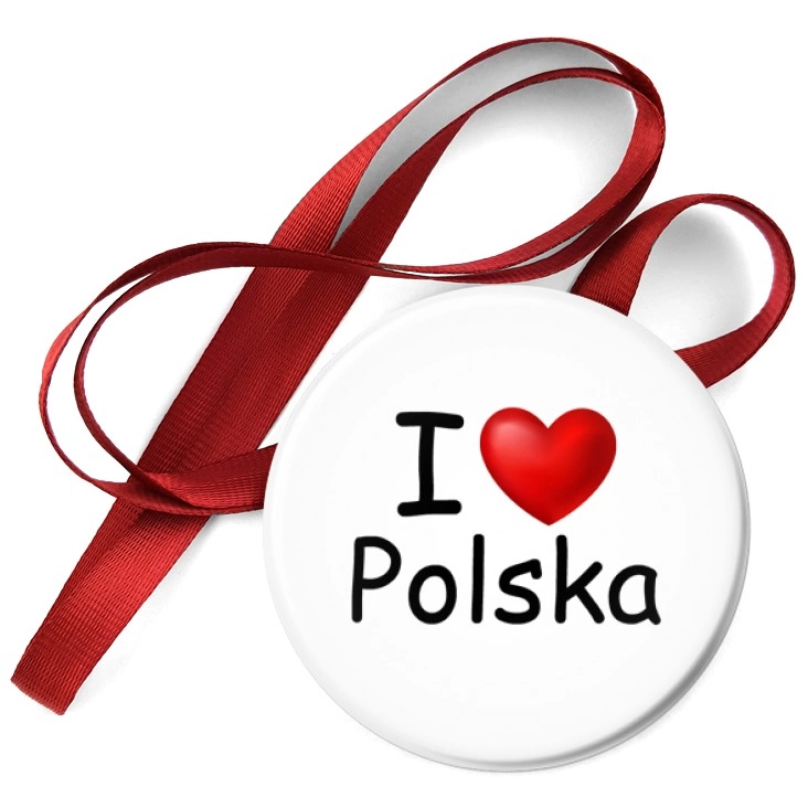 przypinka medal I love Polska serduszko