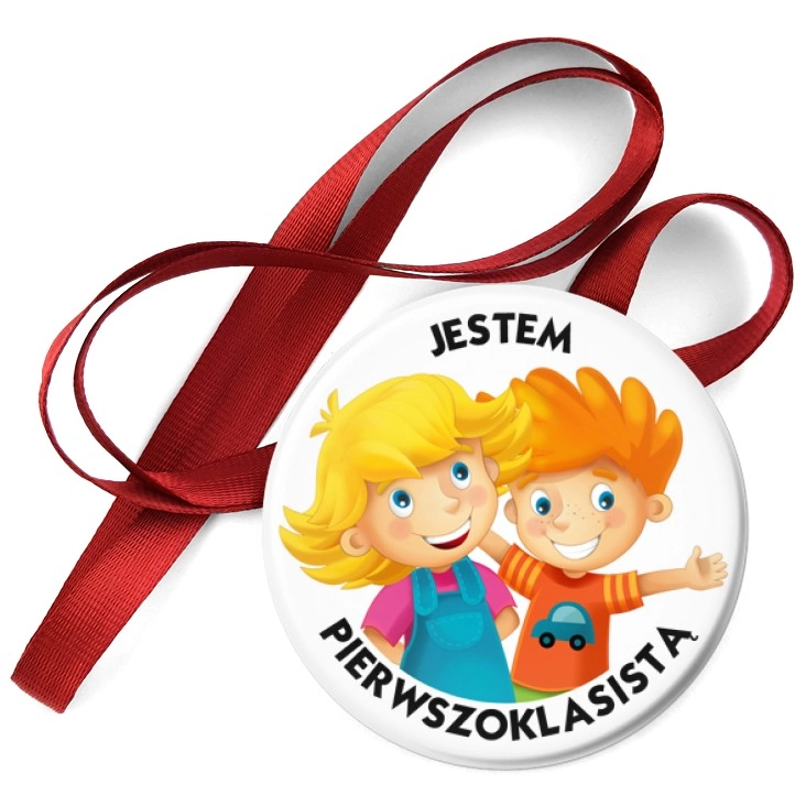 przypinka medal Jestem pierwszoklasistą Chłopiec i Dziewczynka