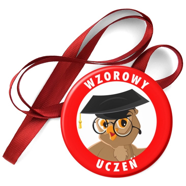 przypinka medal Wzorowy Uczeń sowa w birecie