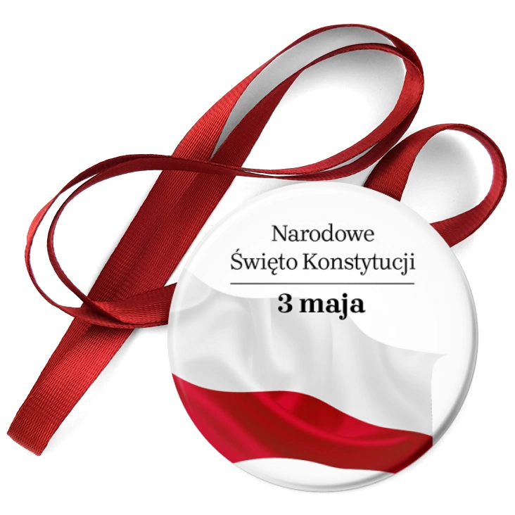 przypinka medal Narodowe Święto Konstytucji 3 maja powiewająca flaga