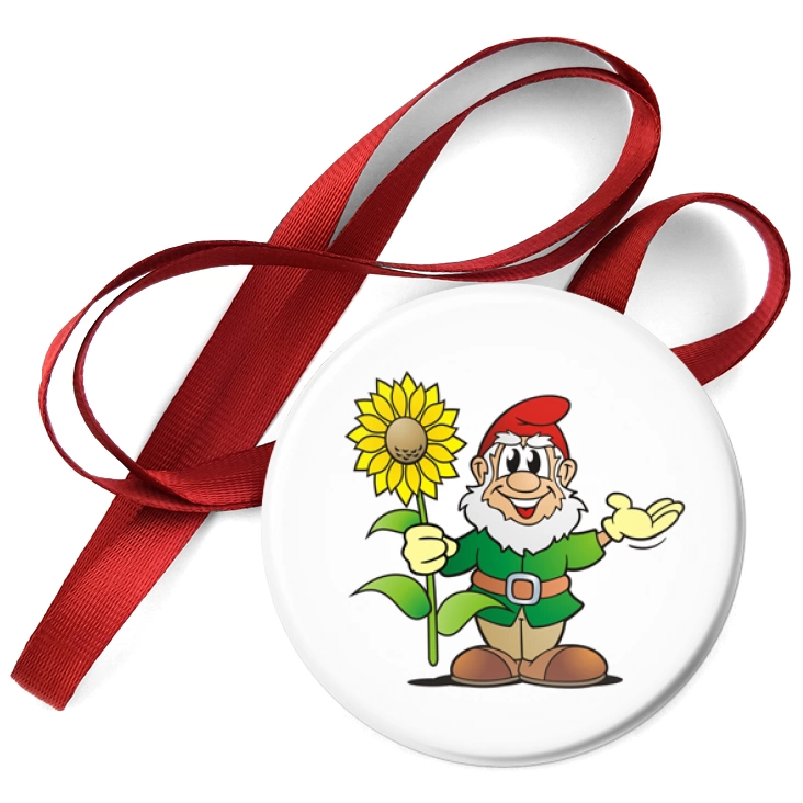 przypinka medal Krasnal z kwiatkiem